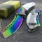 Buckshot 8" Rainbow Razor Spring Assisted Folding Pocket Knife With Pearl Handle